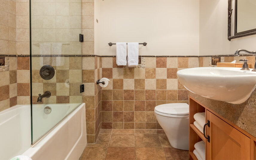 A sink and toilet inside the Lodge Double Rooms